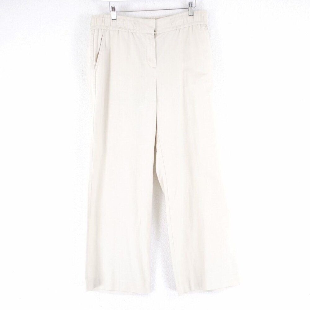 LOFT Outlet Off-White Wide-Leg Linen Pants 8 Petite Mid Rise 33/29
